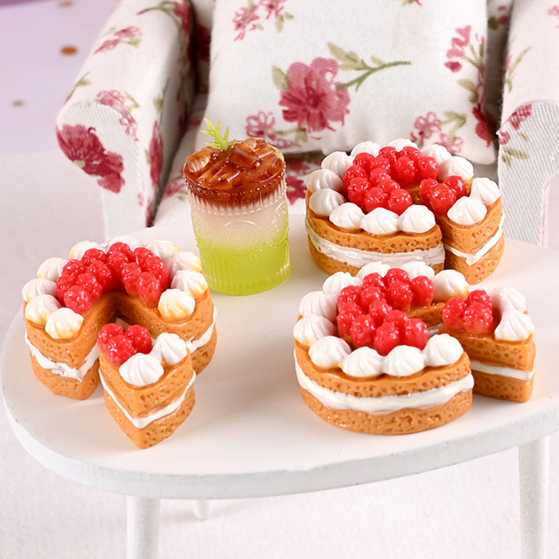 น่ารัก มินิขนมรุ่น, จําลองครีมผลไม้เค้ก,บ้านตุ๊กตามินิร้านอาหารอุปกรณ์ฉากอาหาร,เรซิ่นเสน่ห์มือทําวัสดุ ทําเอง