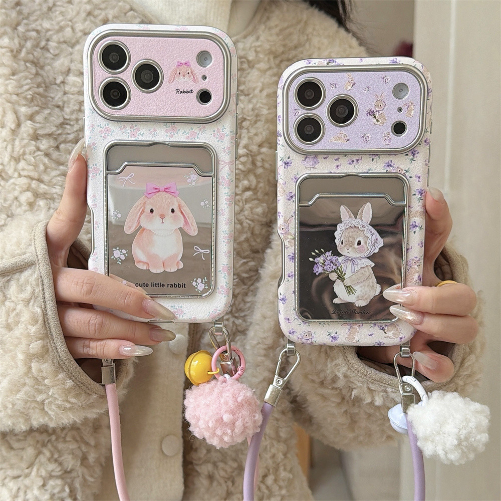 การ์ตูนดอกไม้กระต่ายกระจกกระเป๋าบัตรเหมาะสําหรับiPhone 17 Promaxเคสโทรศัพท์17 Proหน้าต่างขนาดใหญ่16บุคลิกภาพ15ความคิดสร้างสรรค์14 girlheart 13ใหม่16 Promaxสไตล์อิน15 Pro