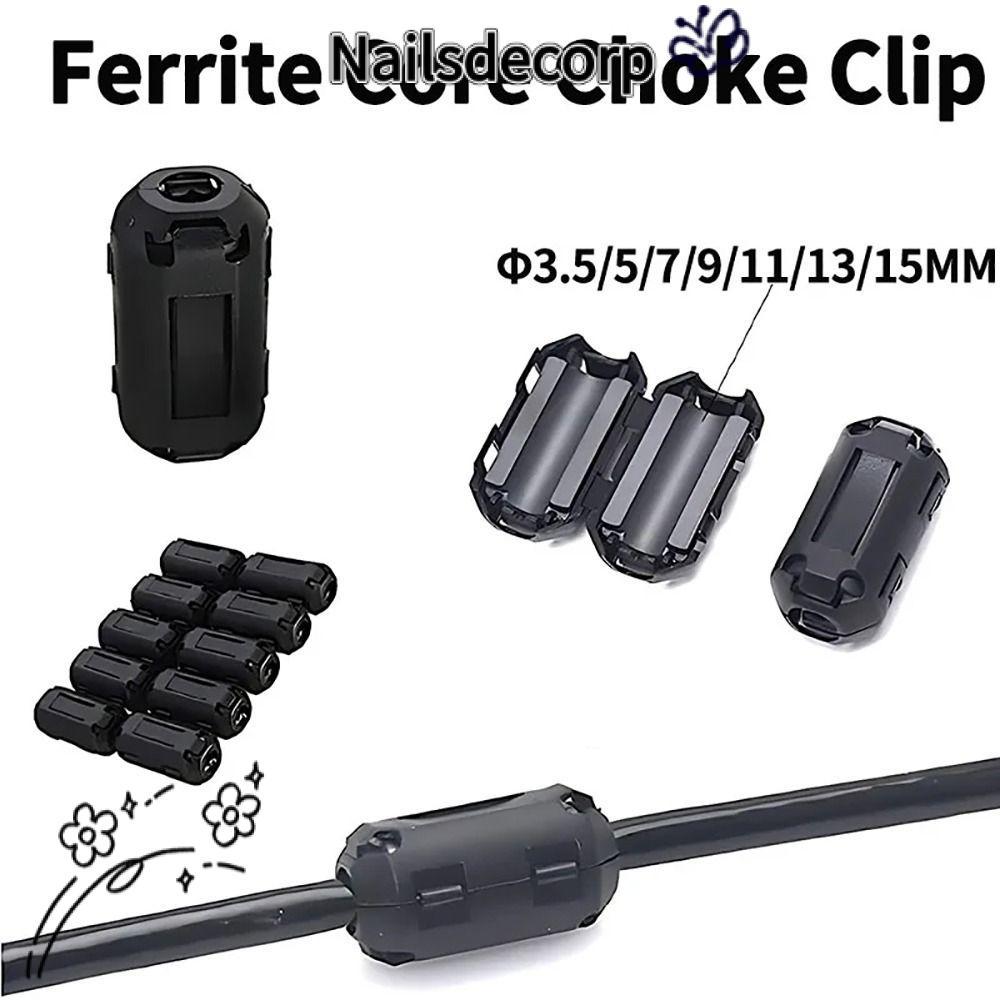NAILS 1 ชิ้น Degaussing Filter, Snap-on EMI RFI Choke คลิป Anti-interrally แหวนแม่เหล็ก, Noise Suppr