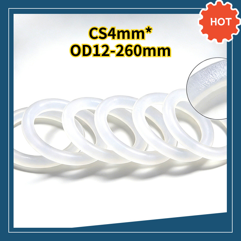 โอริงซิลิโคนสีขาว (White Silicone O-Ring) เกรดอาหาร 100% เนื้อนุ่ม ยืดหยุ่นสูง ปลอดภัยไร้สารพิษ สำหรับเครื่องกรองน้ำและอุปกรณ์ใส่อาหาร / Food Grade White Seals CS4mm*OD12-260mm  DX-TH-03