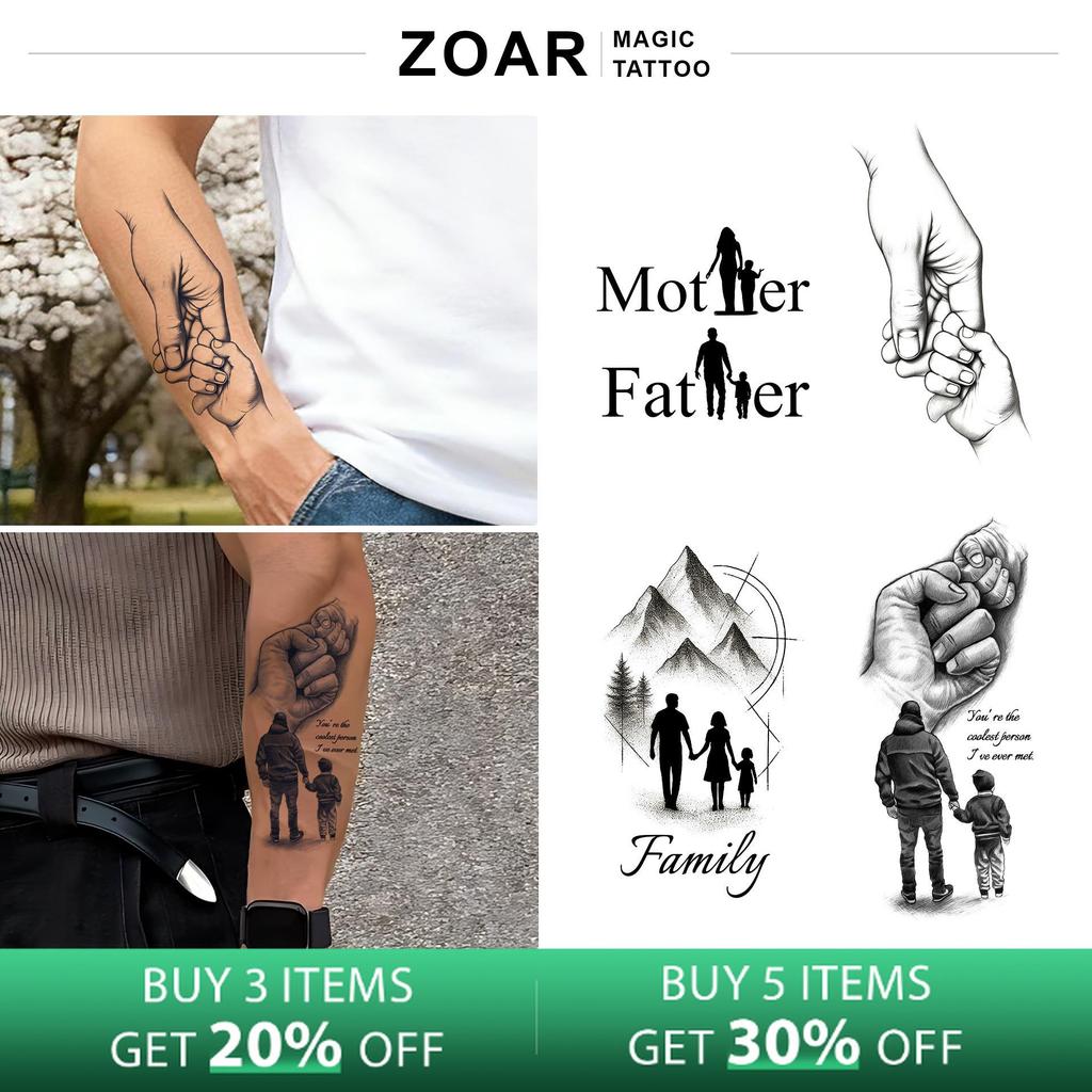 ZOAR-Y94 สติ๊กเกอร์รอยสักชั่วคราวกึ่งถาวร [ครอบครัว] รอยสักติดทนนาน ตกแต่งศิลปะสําหรับผู้ชายและผู้หญ
