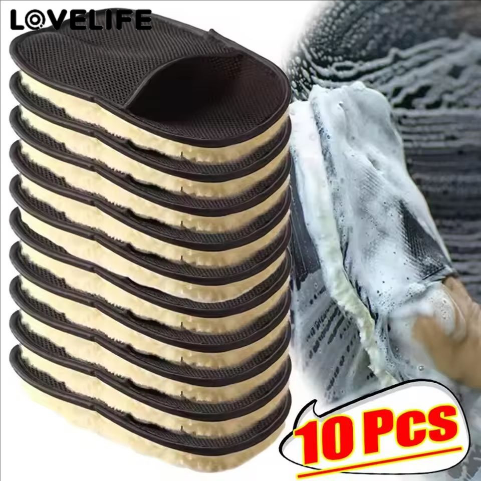 [AUTO&3C]2/4/8/10PCS - ถุงมือล้างรถตุ๊กตาแบบใช้ซ้ําได้พร้อมที่จับเต็มนิ้วทําความสะอาดหลายพื้นผิวที่ทนทานสําหรับเฟอร์นิเจอร์ Windows การออกแบบล้างง่าย