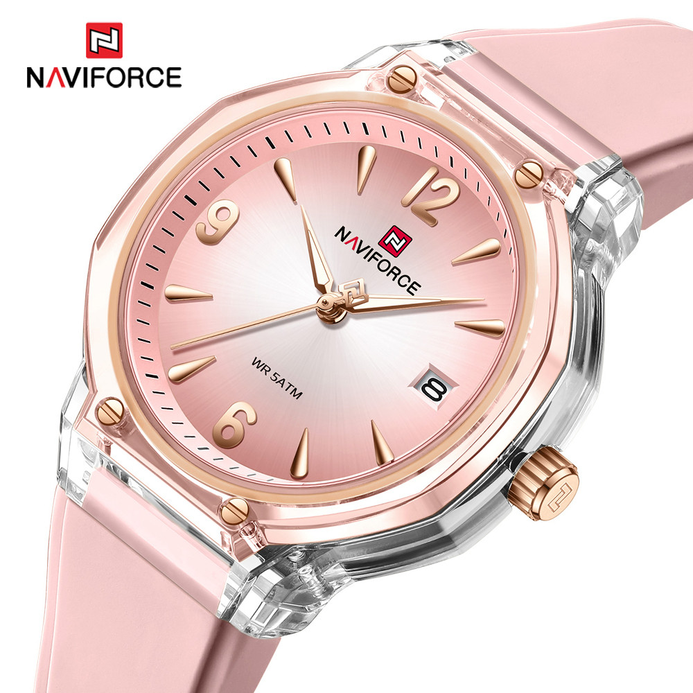 นาวีฟอร์ซ NF6110 นาฬิกาสําหรับผู้หญิงหน้าปัดสร้างสรรค์นาฬิกาข้อมือสุภาพสตรีควอตซ์กันน้ํากันกระแทกนาฬิกาหญิง