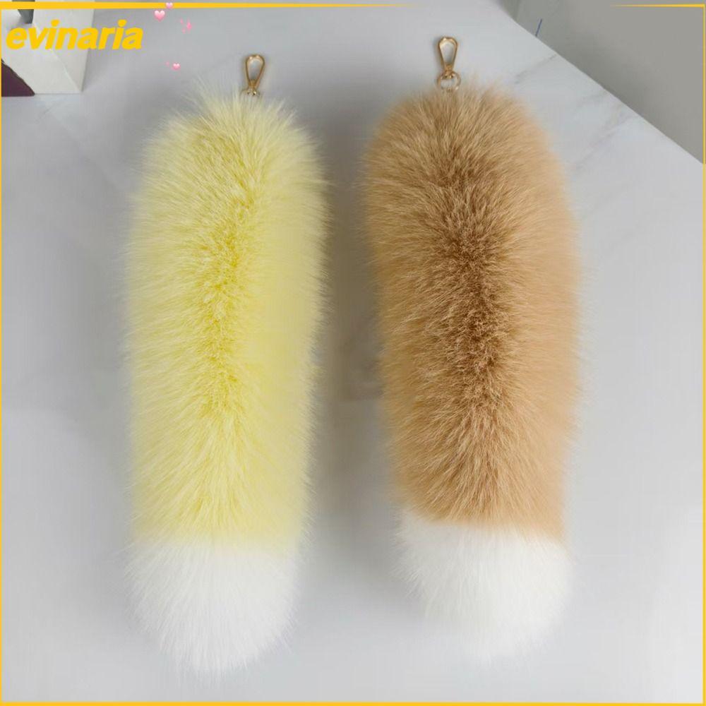 EVINARIA Therian Tail Bag Charms,ขนาดใหญ่ปุยหนาFaux Fur Tailพวงกุญแจ,น่ารักนุ่มPlush Warm Furจี้สําห