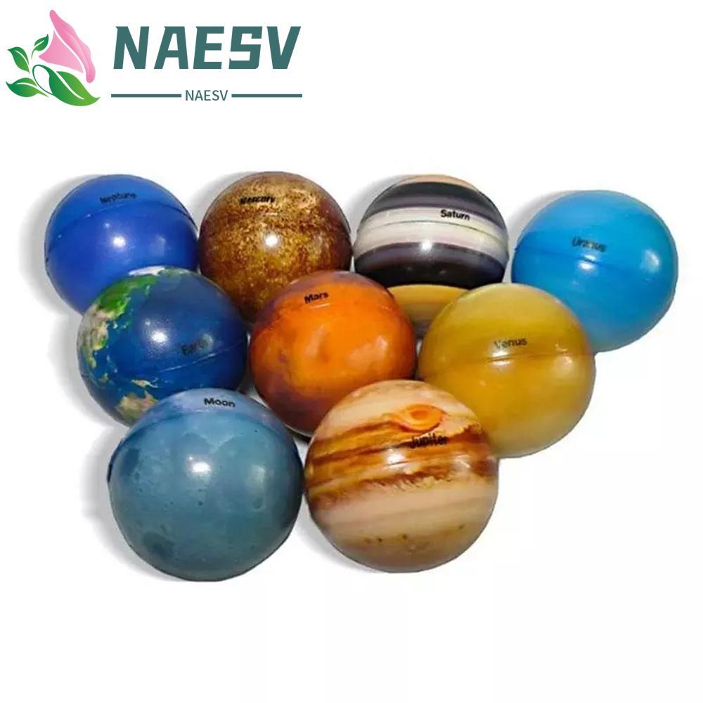 NAESV Moon Star Ball Ball ของเล่นยืดหยุ่น Bouncy Ball สําหรับเด็กที่มีสีสันความเครียดบรรเทาการพิมพ์ 