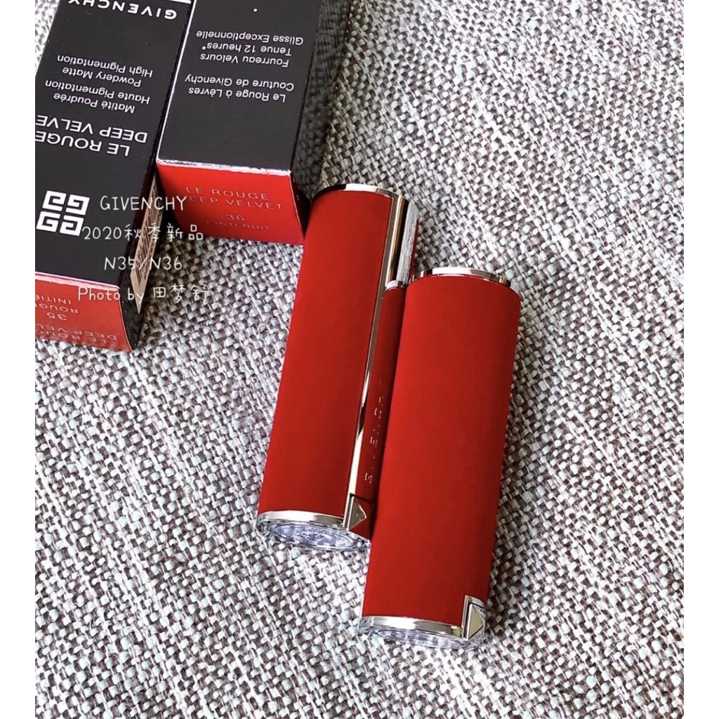 G Home Givenchy Red Velvet N36 Forbidden Tomato ลิปสติกกํามะหยี่สีแดงหลอดอลูมิเนียมทั้งหมดคุณภาพสูง