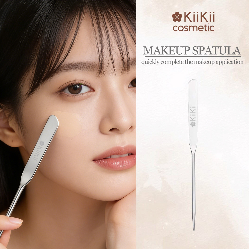 KiiKii Cosmetic สแตนเลส ไม้พายแต่งหน้า ปาดรองพื้น Classic พกพาสะดวก ไม่บาดผิว พร้อมกระเป๋าซองหนัง