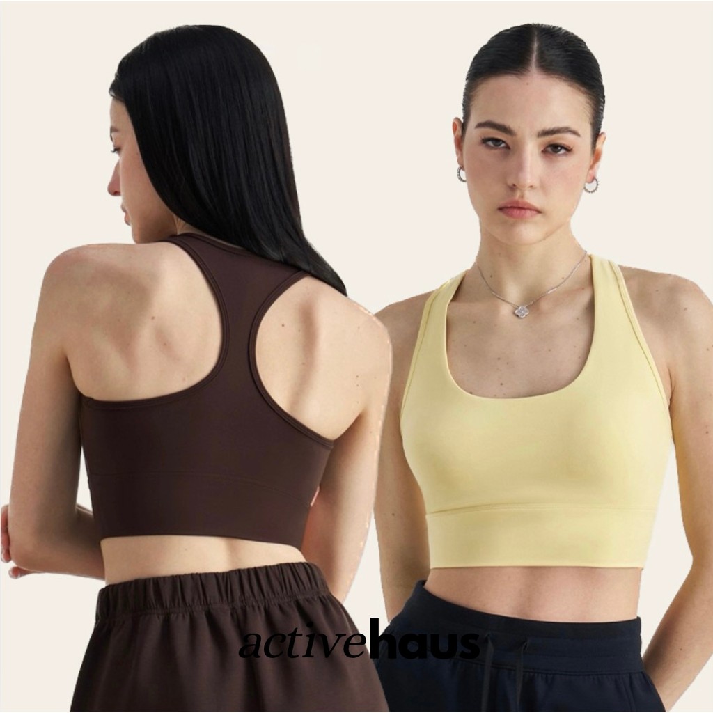 Brooklyn กีฬา Bra ฤดูร้อนแขนกุด Top Basic สแควร์คอ Crop Tanktop พร้อมถ้วย Bra Racer Tank ผู้หญิงกีฬา