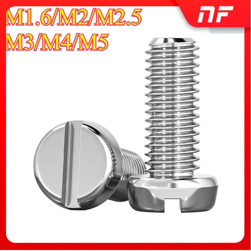 304 สแตนเลส one-slot สกรูหัวทรงกระบอก GB65 สกรู slotted หัวกลม bolt M1.6/M2/M2.5/M3/M4/M5 * L3-60 มม