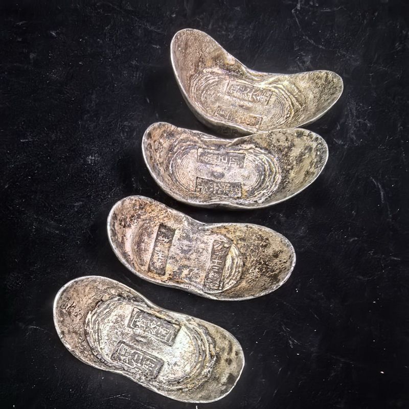 โบราณ Qing Dynasty Silver Ingot Collection Qing Dynasty ของเก่าห้าจักรพรรดิ Qing Dynasty Silver Ingo