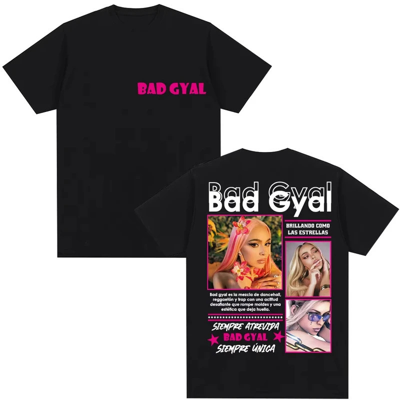 แร็ปเปอร์ Bad Gyal อัลบั้ม เสื้อยืดกราฟิก แฟชั่นฮิปฮอป เสื้อยืดฮาราจูกุ ขนาดใหญ่ ผ้าฝ้าย ผู้ชาย ผู้ห