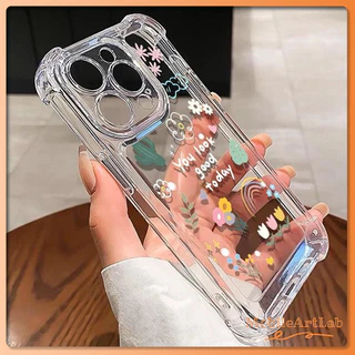 เคสกันกระแทกคู่ ดีไซน์น่ารัก เข้ากันได้กับ iPhone 15, 14, 13, 12, 11Pro Max ทำจากซิลิโคน TPU อ่อน, โปร่งใส, พร้อมดอกไม้