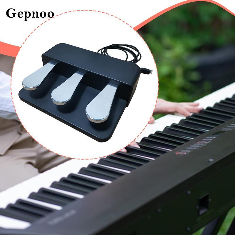 [Gepnoo] Universal 3 Pedal Board สําหรับเปียโนคีย์บอร์ดไฟฟ้าโลหะ Sustain Sostenuto Pedal Unit สําหรั