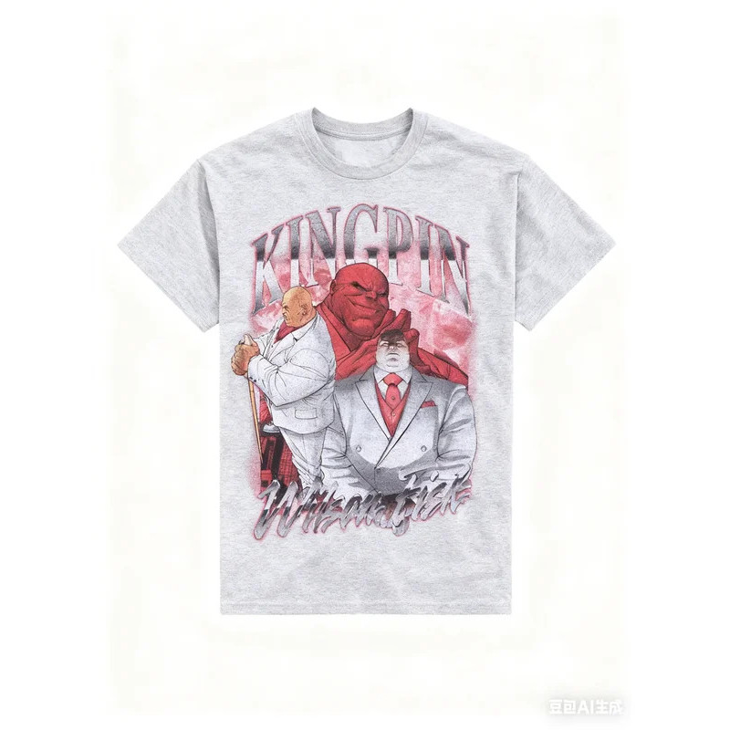 Marvel 2026 ใหม่ Marvel Daredevil Kingpin Collage พิมพ์การ์ตูน Plus ขนาดแฟชั่นเสื้อผ้าผู้หญิง