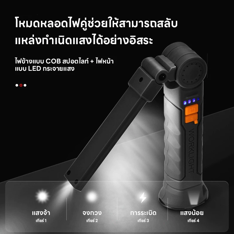 ไฟฉายพับได้มัลติฟังก์ชั่น ไฟฉายตั้งแคมป์พร้อมแม่เหล็ก thumbnail 8