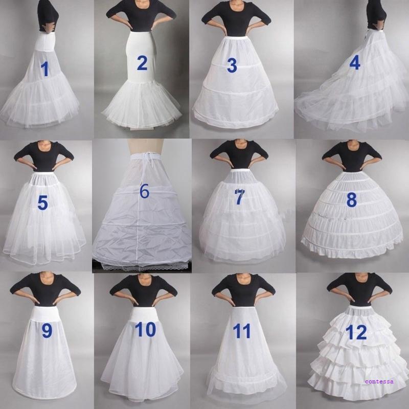 กระโปรงชั้น Crinoline Petticoat สีขาว แบบ Hoop ความยาวระดับพื้น สําหรับชุดเจ้าสาวและงานแต่งงาน
