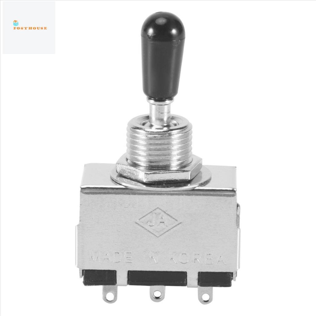 [posthouse]1Pc Guitar 3 Way Toggle Switch, Metal Enclosed 3 Way Switch พร้อมปลายสีดําลูกบิดอะไหล่สํา