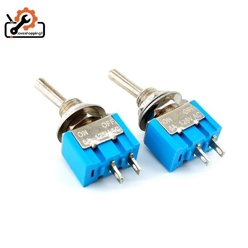 [LOV] 10 ชิ้น DPDT Mini Toggle Switch 2pin 2 ตําแหน่งเปิด/ปิด Miniature Toggle Switch 6A 125V Toggle