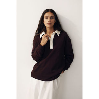 H&M(เอชแอนด์เอ็ม) เสื้อเชิ้ตรักบี้ทรงโอเวอร์ไซส์ ผู้หญิง 134…