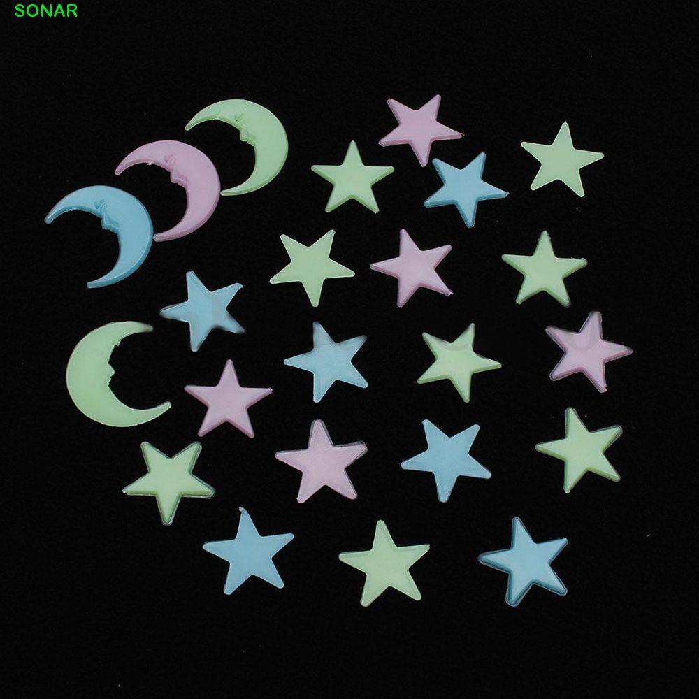 SONAR ดาวดวงจันทร์สติกเกอร์เด็ก PVC Home Decal Luminous DIY Art เพดานตกแต่ง 3D
