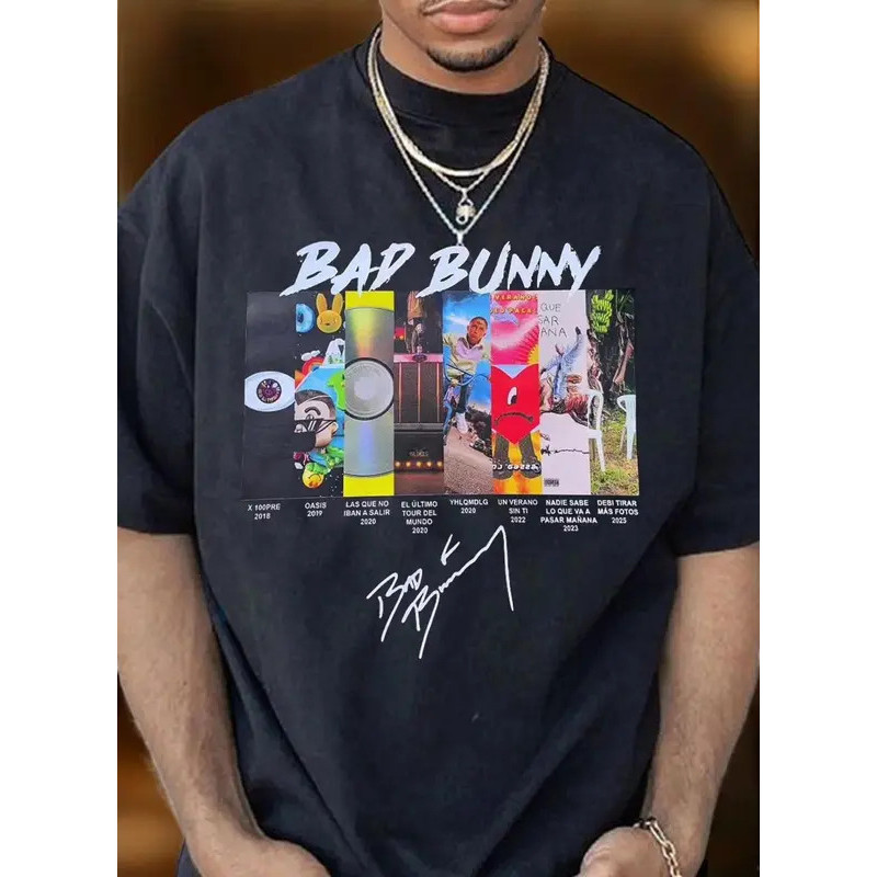 KEMEJA Bad Bunny 2026 เสื้อยืดผู้ชายใหม่เสื้อยืดผ้าฝ้ายแฟชั่น Street Wear Y2K เสื้อผ้าผู้ชาย