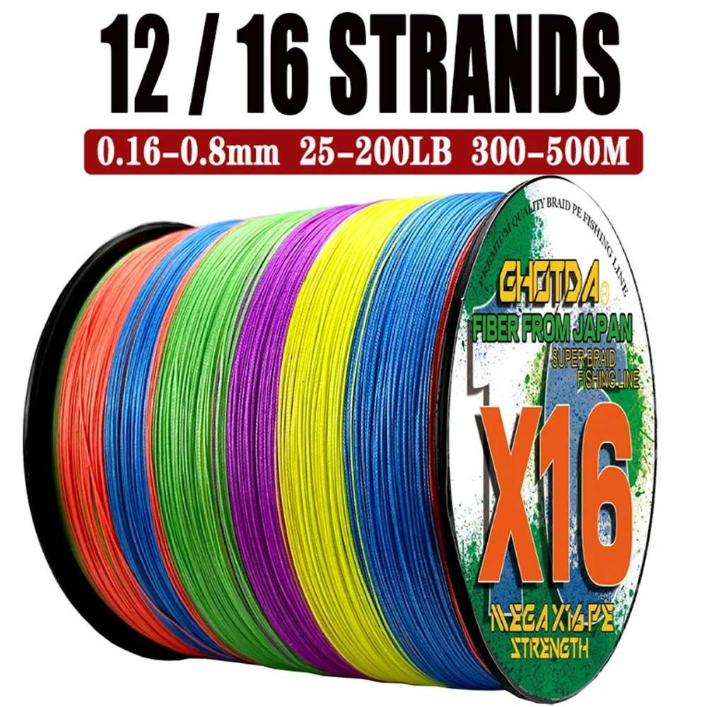 GHOTDA สายน้ำหนักมาก 500 ม. ทำจาก PE ทนทาน ใช้สำหรับตกปลามากถึง 125-200 ปอนด์