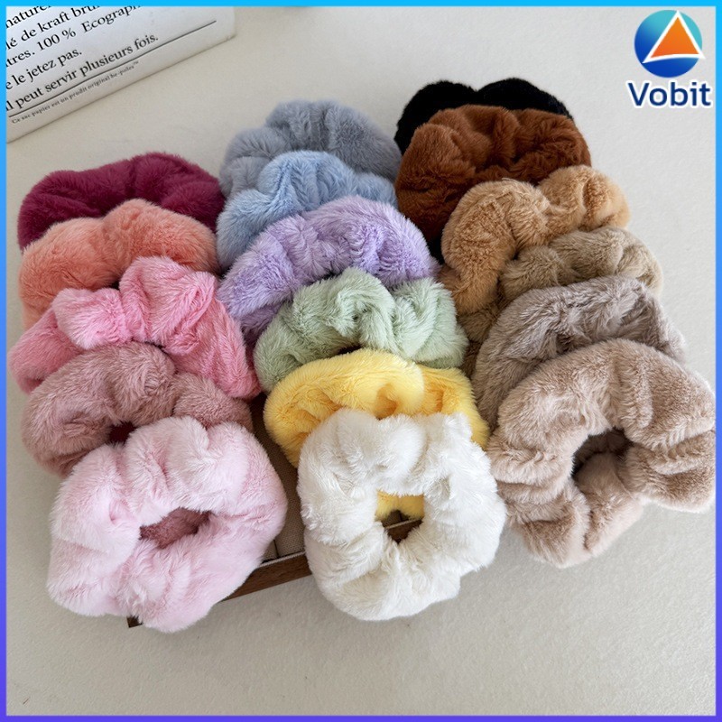 Vobit  ผ้าผูกผมทรงใหญ่ผ้ากำมะหยี่อเนกประสงค์หลากสีเสริมผมทรงบอลสำหรับสาวๆมีความยืดหยุ่นสูงและทนทาน