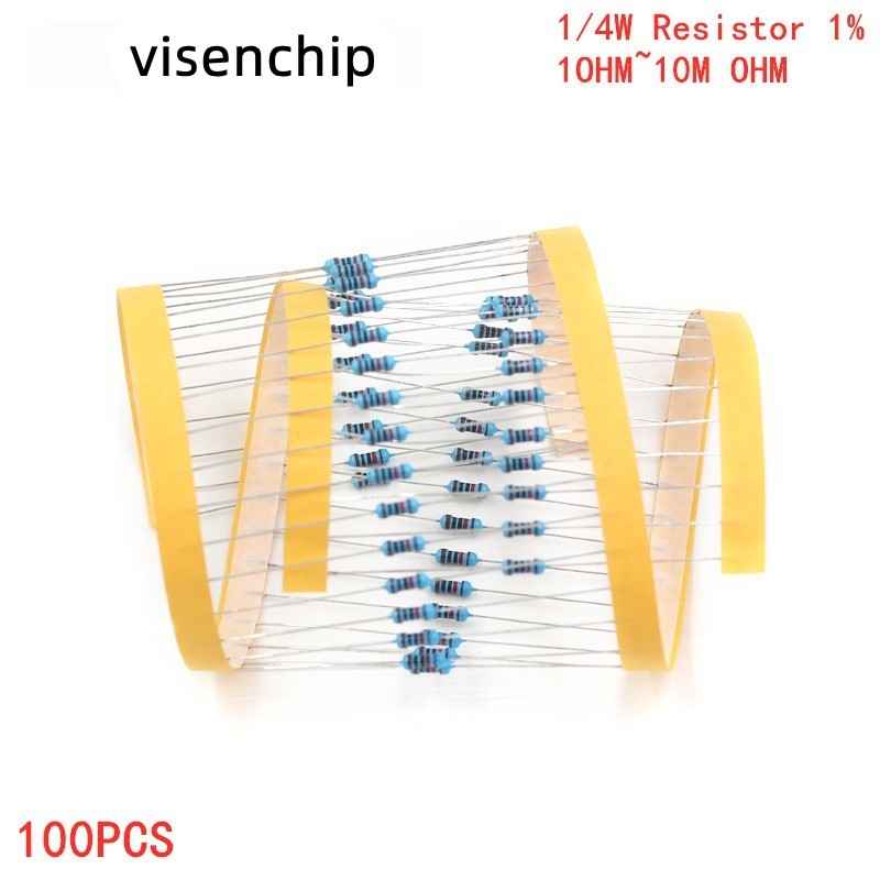 100pcs 1/4W 1R ~ 22M 1% โลหะตัวต้านทานฟิล์ม 1K-18K 1K 1.2K 1.5K 1.8K 2K 2.2K 2.4K 2.7K 3K 3.3K 3.9K 