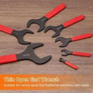 IOEFSGF69 1 ชิ้น U-Shaped Spanner, บางแบนหัวเดี่ยวประแจปลายเปิด, 7-32 มม.เมตริก 15 องศา Offset มุม Blackening Single-Head Fixed ประแจสําหรับ Auto Repair