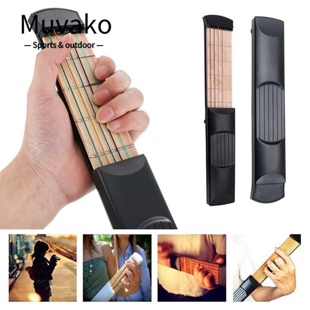 MUVAKO กีตาร์พกพา, ไม้เมเปิ้ล 6 String 6 Fret Chord Trainer, ขนาดกะทัดรัด F/Beginne กีตาร์ฝึกกีตาร์เ