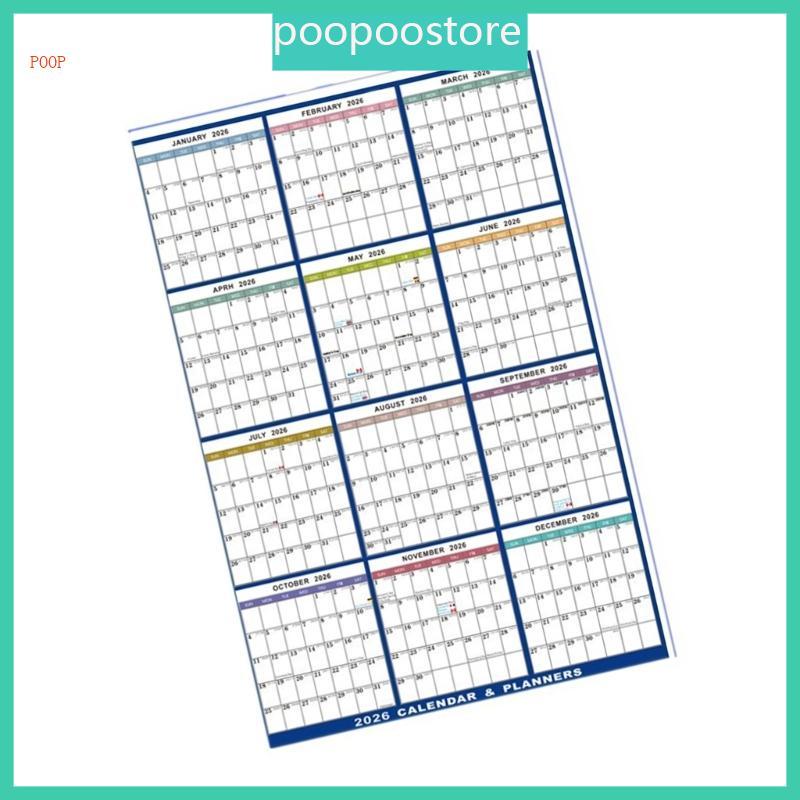 POOP 2026 Wall Calendar Planner 2026 Yearly Planner Erasable Calendar 59x88 ซม.