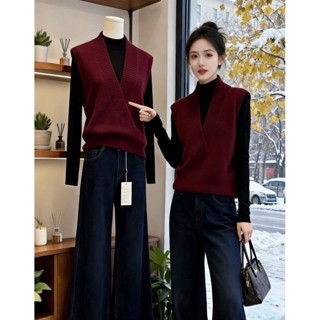 เสื้อกั๊กผู้หญิงทรงหลวมสไตล์ตะวันตก ท็อปหลายชั้นสวมได้ทุกวัย…