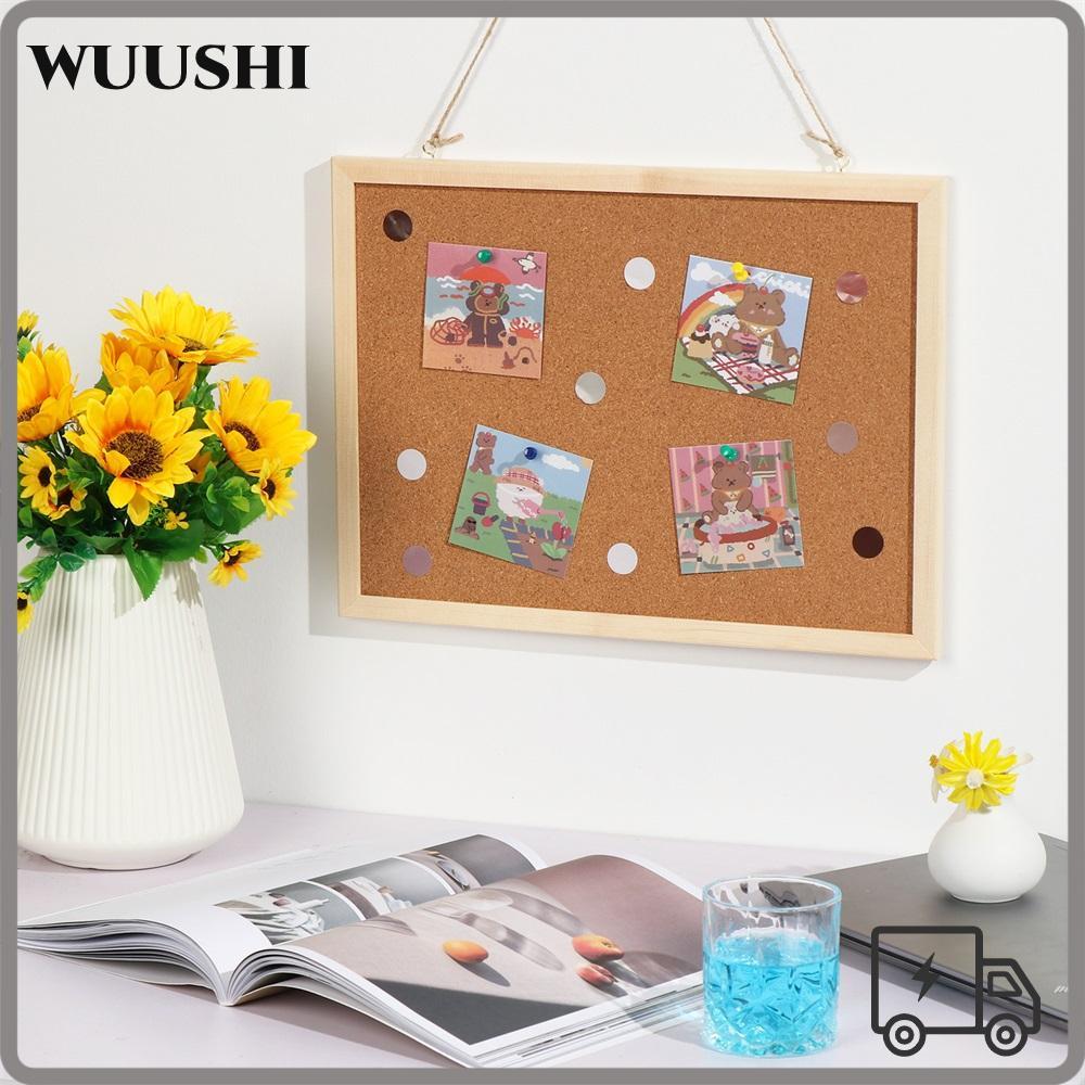 WUSHI Vision Board Pin Office School Wood Corkboard