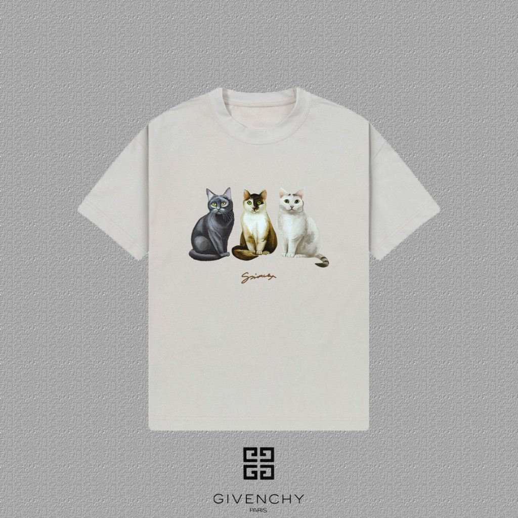 GIVENCHY/GIVENCHY 2026 ต้นฤดูใบไม้ผลิสไตล์ใหม่เสื้อยืดแขนสั้นชายหญิงคู่สไตล์หลวม Original Design Let