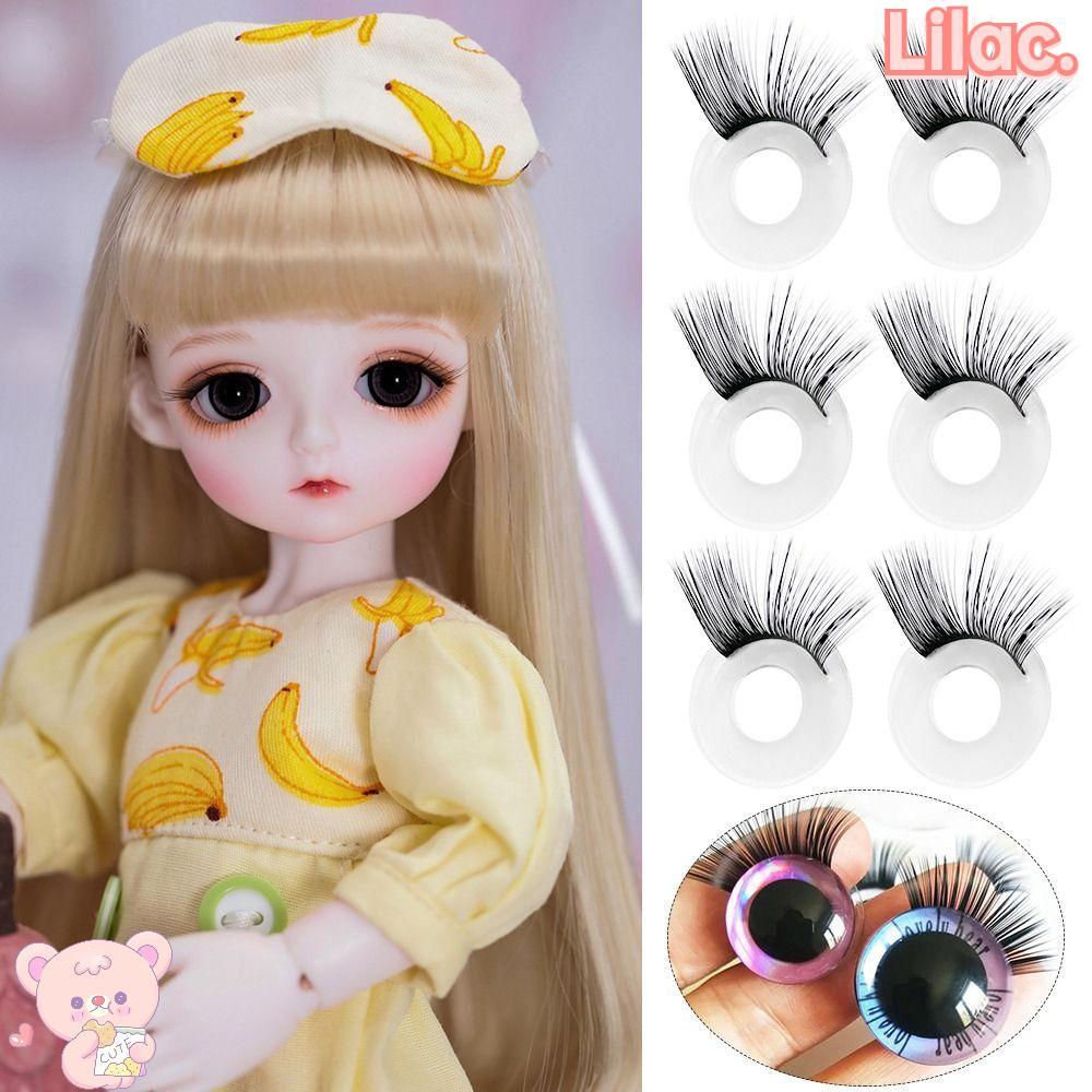 LILG ขนตาปลอม, ขนตาตุ๊กตาสีดํา 1 คู่, ทําด้วยมือ 9-30 มม. DIY ของเล่นขนตาสําหรับ Blythe