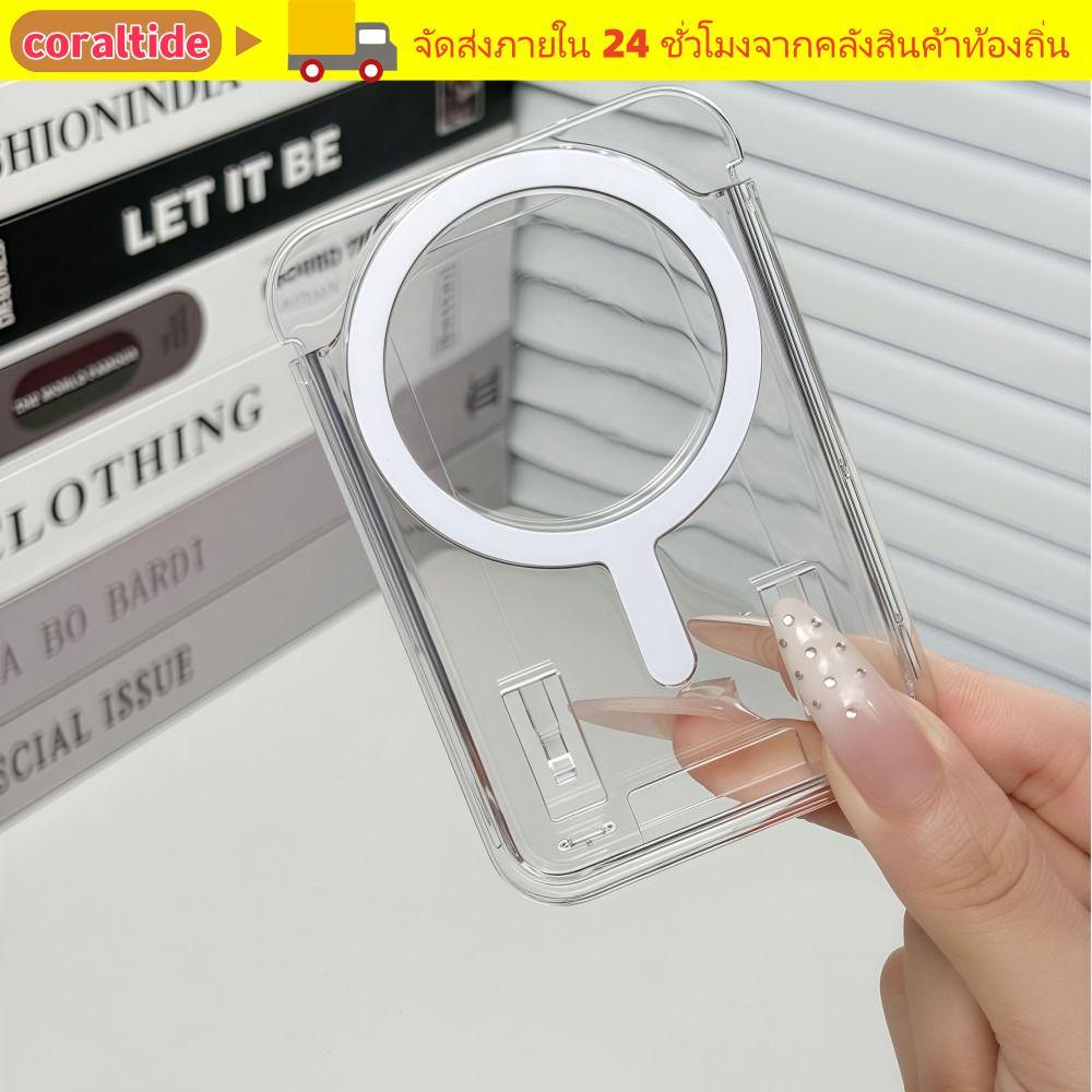 CORALTIDE สําหรับกระเป๋าสตางค์ MagSafe, Simple Scratch-resistant Phone Magnetic Card Holder, ทนทานสีทึบอะคริลิคกระเป๋าโทรศัพท์สําหรับ 17 16 15 14 13 12 11