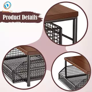 [Dovewill] Coffee Station Organizer Coffee Bar Counter Shelf with Drawer Iron Wood Pod Holder Multifunctional Rack เหมาะสําหรับโฮมออฟฟิศ Pantry