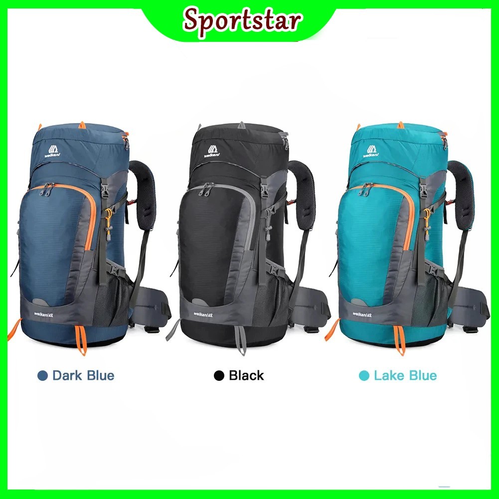เป้สะพายหลังสำหรับการเดินป่า 65L Water-resistant Hiking Backpack with Rain Cover Outdoor Sport Trave