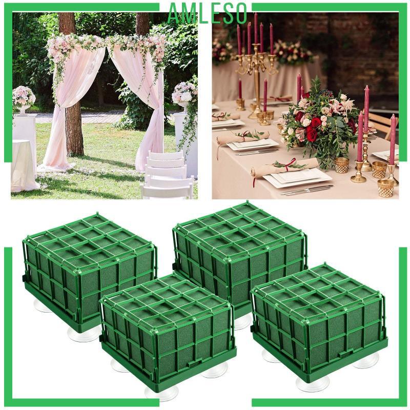 [Amleso] 4x Square Floral Foam Bricks Plants Flower Holder Dispaly Green Foam Blocks
