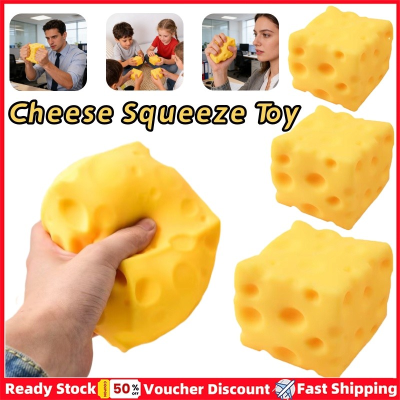 3PCS ที่สมจริงสแควร์ชีสบีบของเล่นความเครียดบรรเทา Sensory Fidget ของเล่น Anti-Anxiety decompression ของเล่นสําหรับ Office & School Squishy ของขวัญสําหรับเด็ก