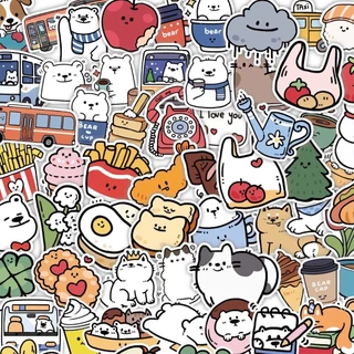 60 แผ่นหมีขาว โรมมิ่ง การเดินทาง สติ๊กเกอร์โน๊ตบุ๊คการ์ตูนน่ารัก ทําเอง สติ๊กเกอร์โทรศัพท์มือถือ