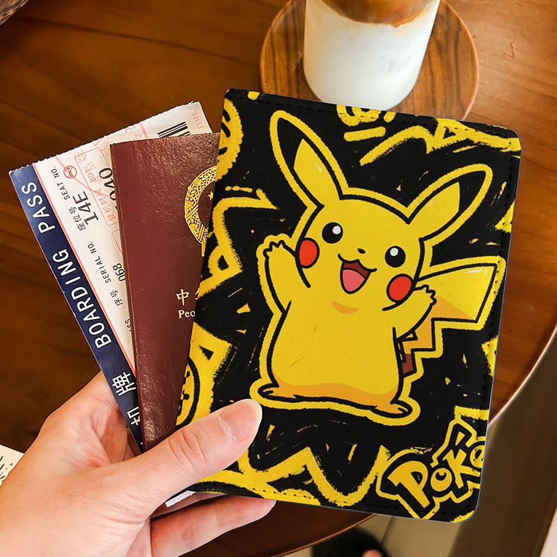 MQ Pikachu ที่วางหนังสือเดินทางน่ารักเคสป้องกันผู้ถือบัตรมัลติฟังก์ชั่น