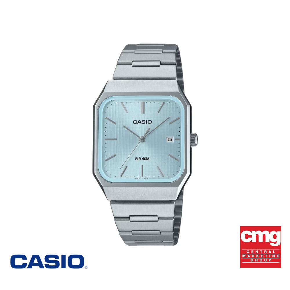CASIO นาฬิกาข้อมือ CASIO รุ่น MTP-B185D-2A2VDF สายสแตนเลสสตีล สีฟ้า