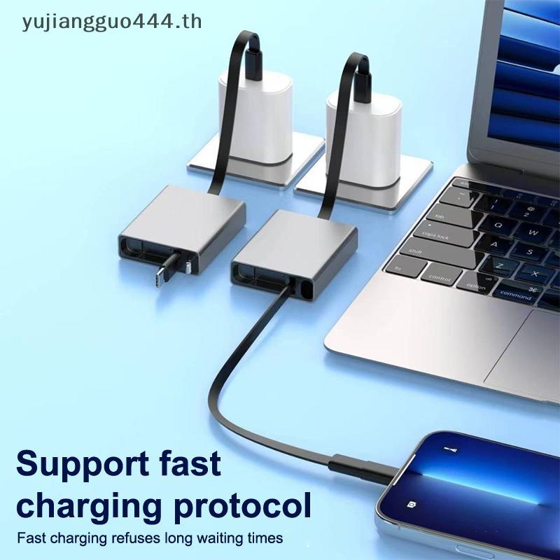 #yu # Pd ชาร์จเร็วพร้อมสมาร์ทโฟน/แล็ปท็อป Type-C สายเคเบิลข้อมูลแบบดึงเดียว 66W สายชาร์จแบบยืดหดได้ทิศทางเดียว