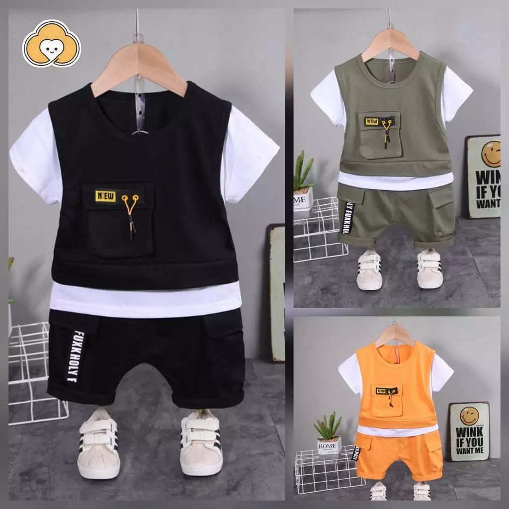 [Cotton Life] ชุดเด็กชาย OOTD เสื้อกางเกงขาสั้นเซต 0-4 ขวบ