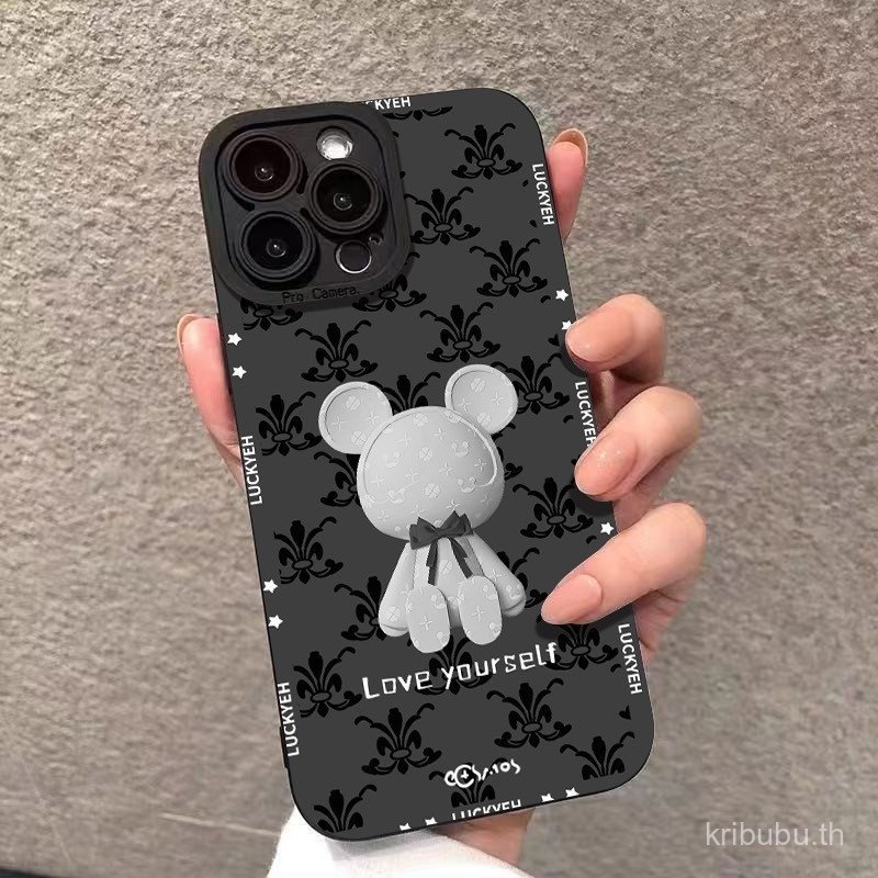 เคสโทรศัพท์รูปแบบหมีเหมาะสําหรับiPhone 15Plusที่ไม่ซ้ํากัน 14Pro 13 อินเทรนด์ 16ProMax 12ProMax Prem