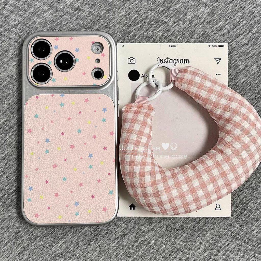 Huiwanju รูปแบบหนังแบบเต็มหน้าจอดาวสีสําหรับ apple 17promax เคสโทรศัพท์มือถือเลนส์รวมทุกอย่าง ip16pro/15/14/13/12/11 เคสป้องกัน – โปรปัง