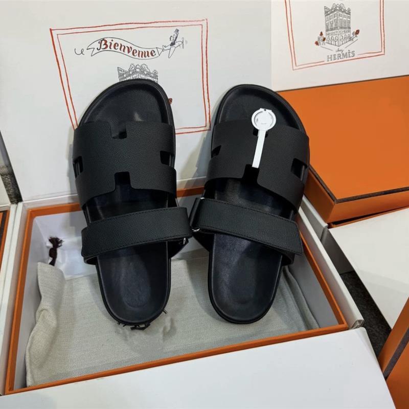 JR7X He''es New model Erjiu men's couple's slippers, solid color and versatile h Velcro casual fashi