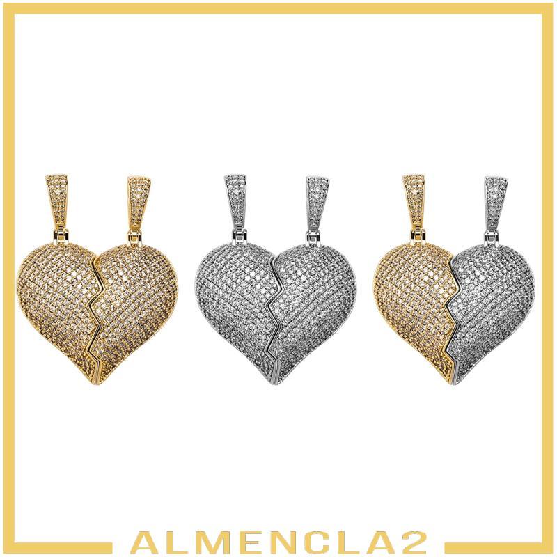 [Almencla2] สร้อยคอจับคู่จี้แม่เหล็กหัวใจคู่สัญญามิตรภาพทองแดงเพทายการเชื่อมต่อแม่เหล็กเหมาะสําหรับใ