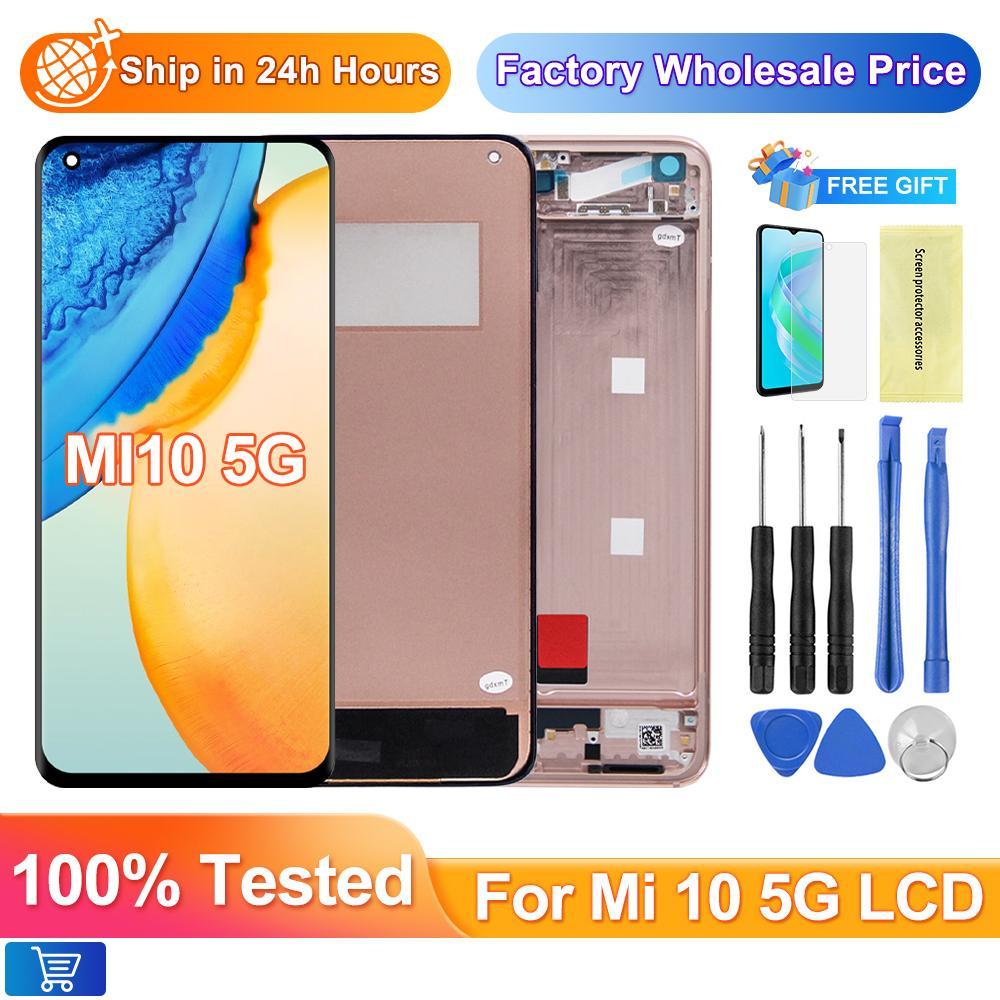 ทดสอบ 100% สําหรับ Xiaomi Mi 10 5G จอแสดงผล LCD หน้าจอสัมผัสสําหรับ Xiaomi Mi10 Pro 5G M2001J2G M200
